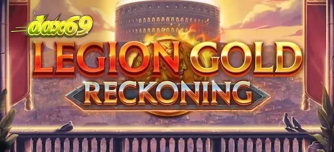 Tampilan visual slot Legion Gold Reckoning dengan tema legiun kuno